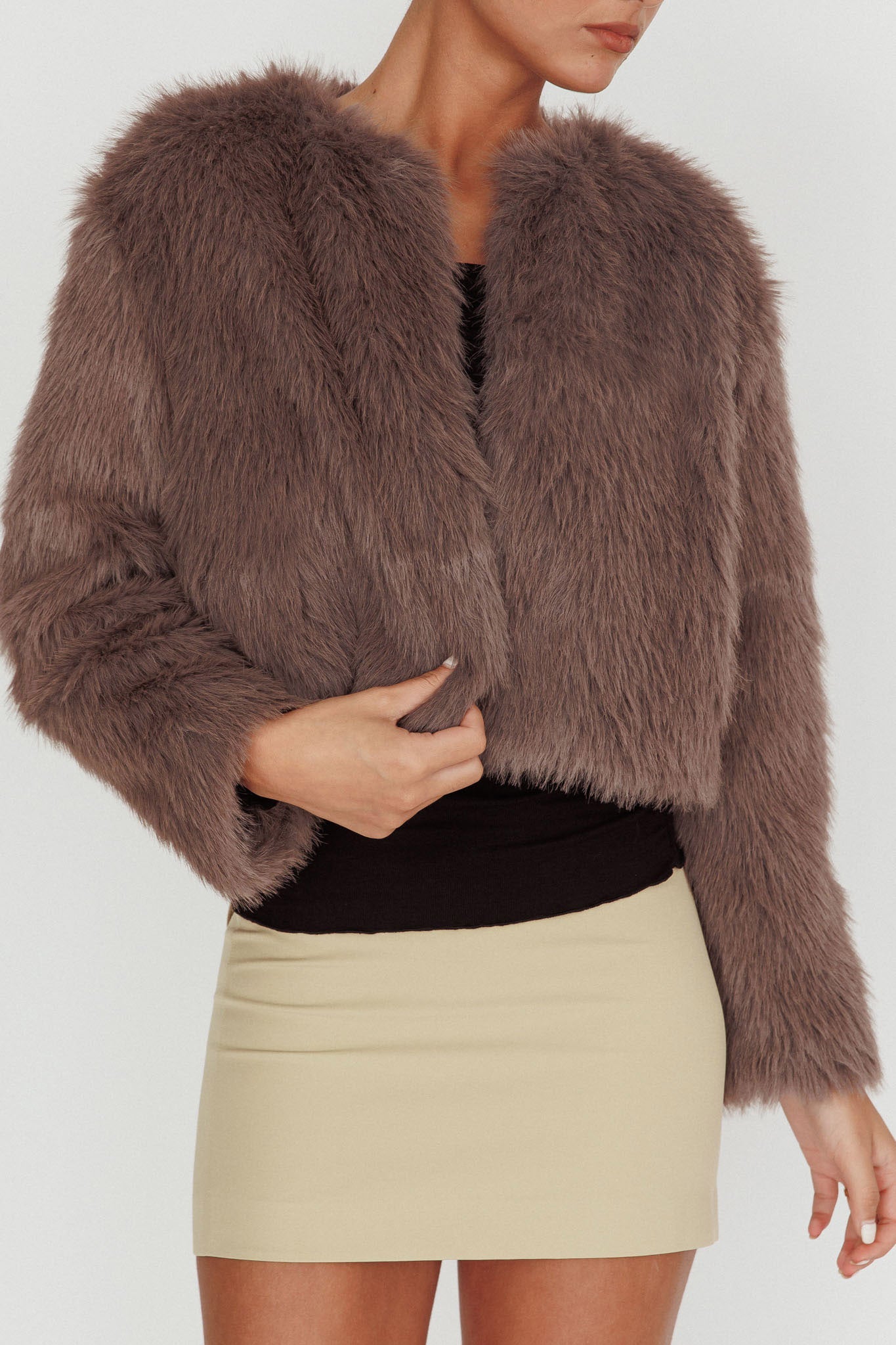 Giacca in pelliccia sintetica Snow Bunny grigia