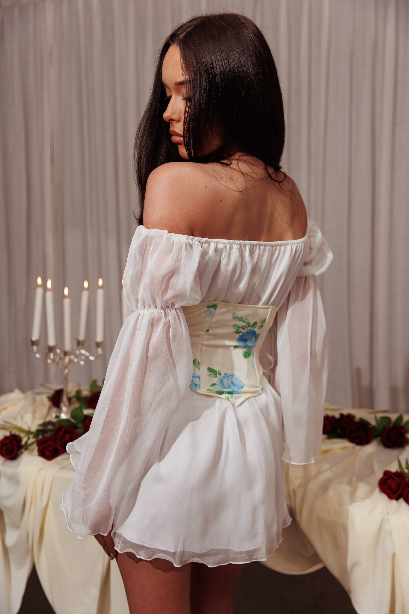 Mini abito corsetto rinascimentale bianco
