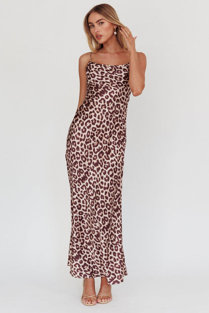 Abito lungo leopardato con busto plissettato Well Versed