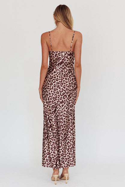 Abito lungo leopardato con busto plissettato Well Versed