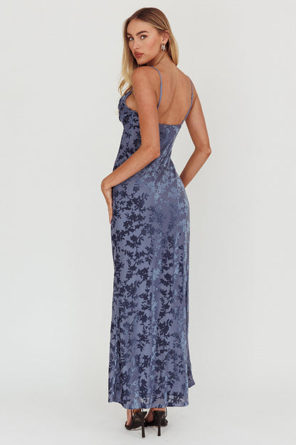 Abito lungo in velluto burnout Well Versed blu ardesia