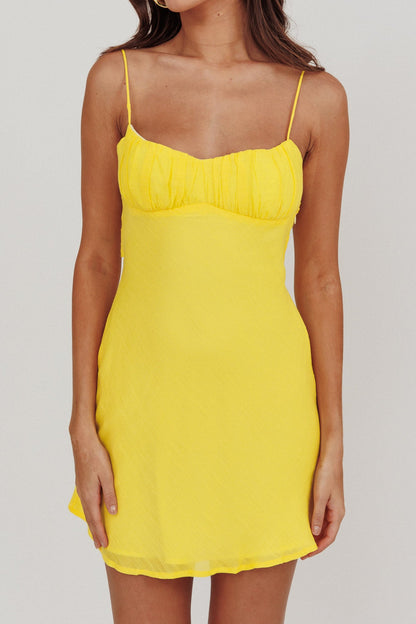 Nerida Twist Back Mini Dress Lemon