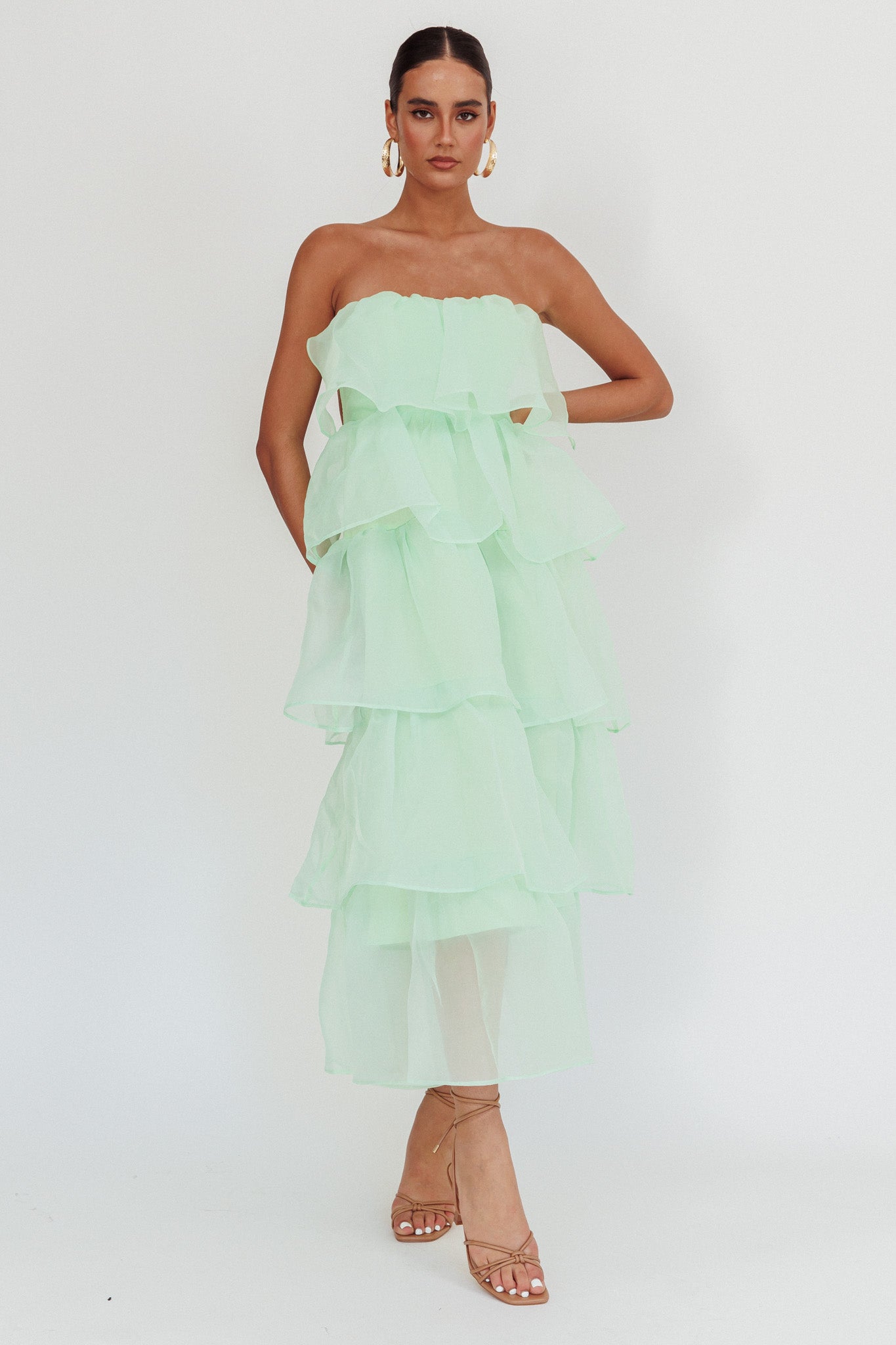 Abito midi a strati Behati menta