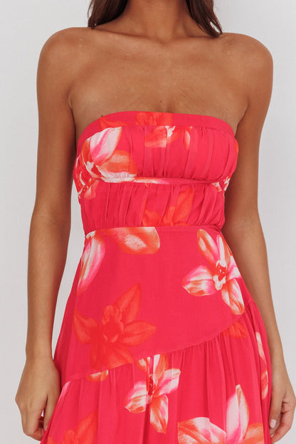 Abito midi con spalline e schiena scoperta South Pacific, lunghezza media, floreale, rosa