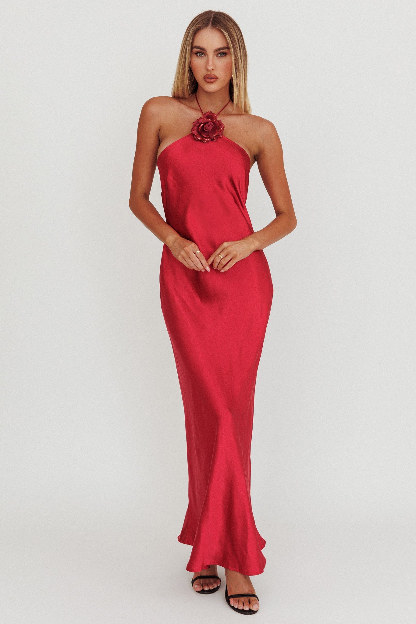 Abito con decorazione floreale High Roller color vino