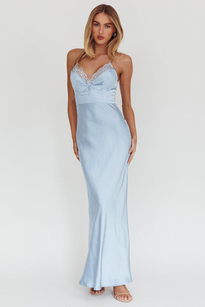 Abito lungo con bordi in pizzo Summer Of Love blu