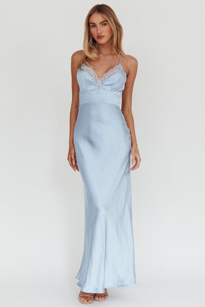 Abito lungo con bordi in pizzo Summer Of Love blu