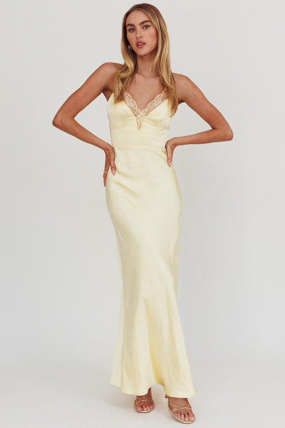 Abito lungo con bordi in pizzo Summer Of Love Limone