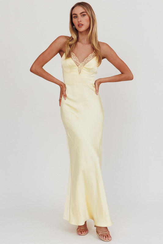 Abito lungo con bordi in pizzo Summer Of Love Limone