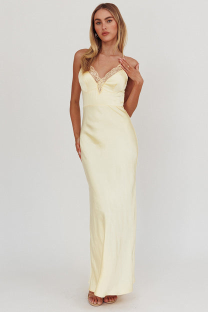 Abito lungo con bordi in pizzo Summer Of Love Limone