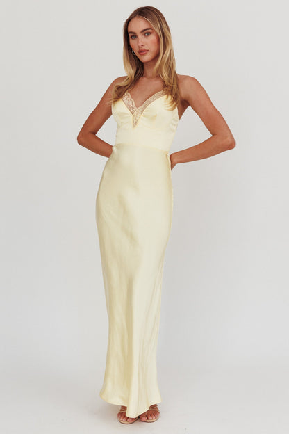 Abito lungo con bordi in pizzo Summer Of Love Limone