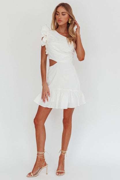 Mini abito Deanna monospalla con cut-out bianco
