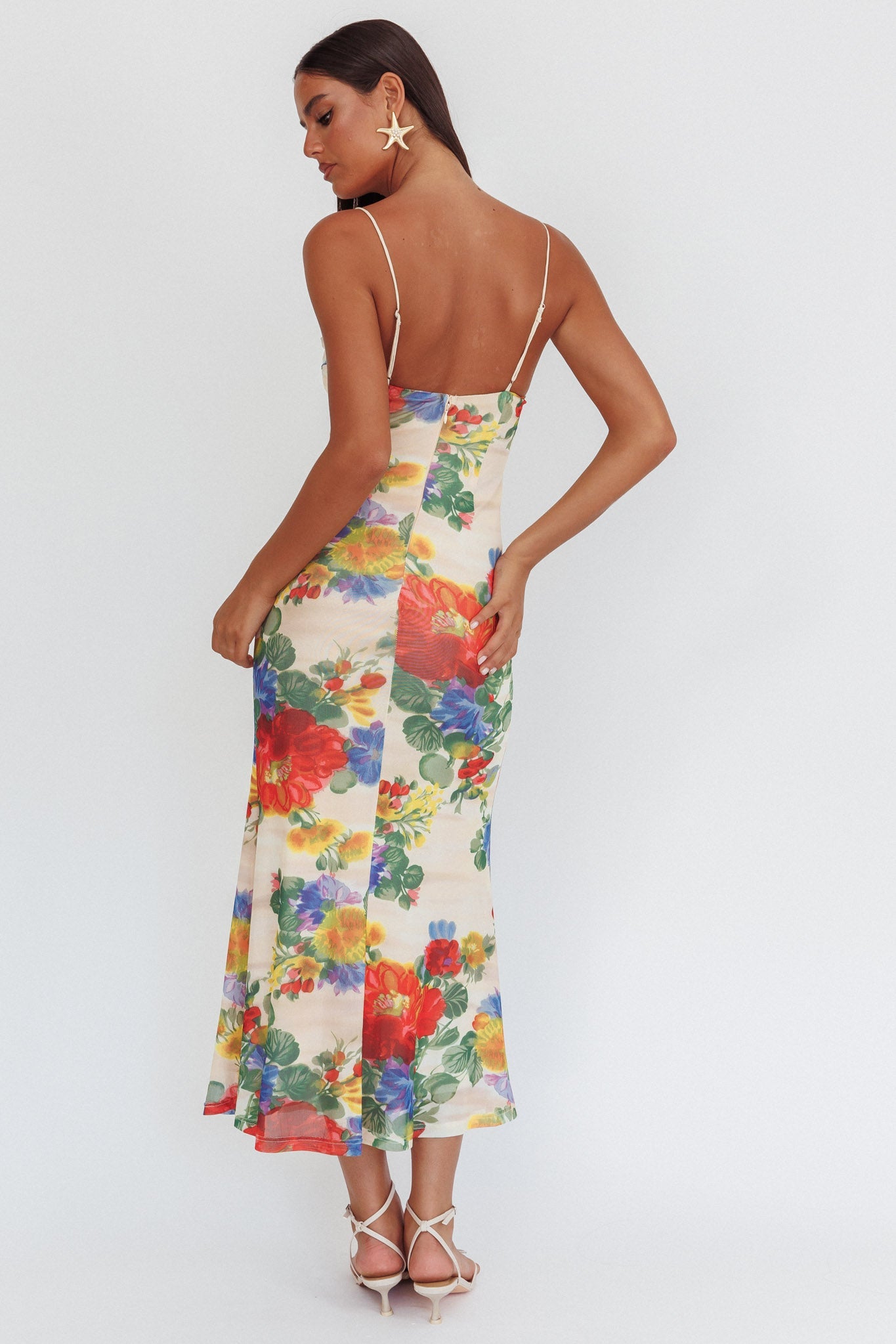 Abito lungo con sovrapposizione in rete Days Ahead rosa floreale