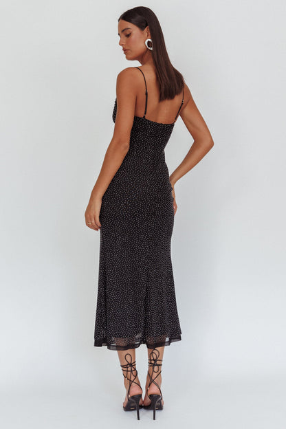 Abito lungo con sovrapposizione di strass Days Ahead nero