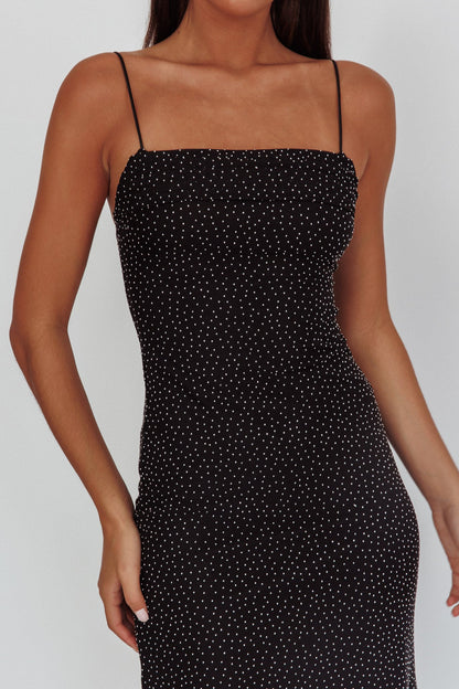 Abito lungo con sovrapposizione di strass Days Ahead nero