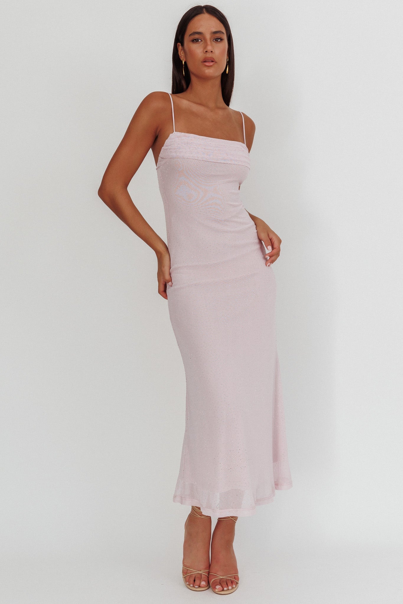 Abito lungo con sovrapposizione di strass Days Ahead Lilla