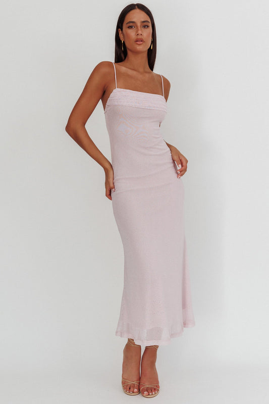 Abito lungo con sovrapposizione di strass Days Ahead Lilla