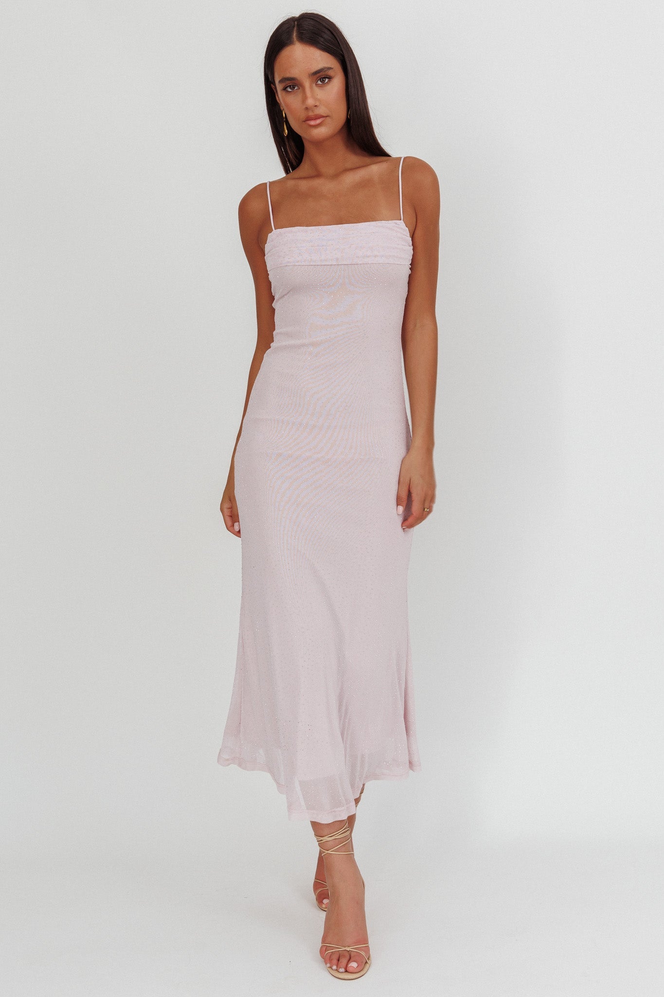 Abito lungo con sovrapposizione di strass Days Ahead Lilla