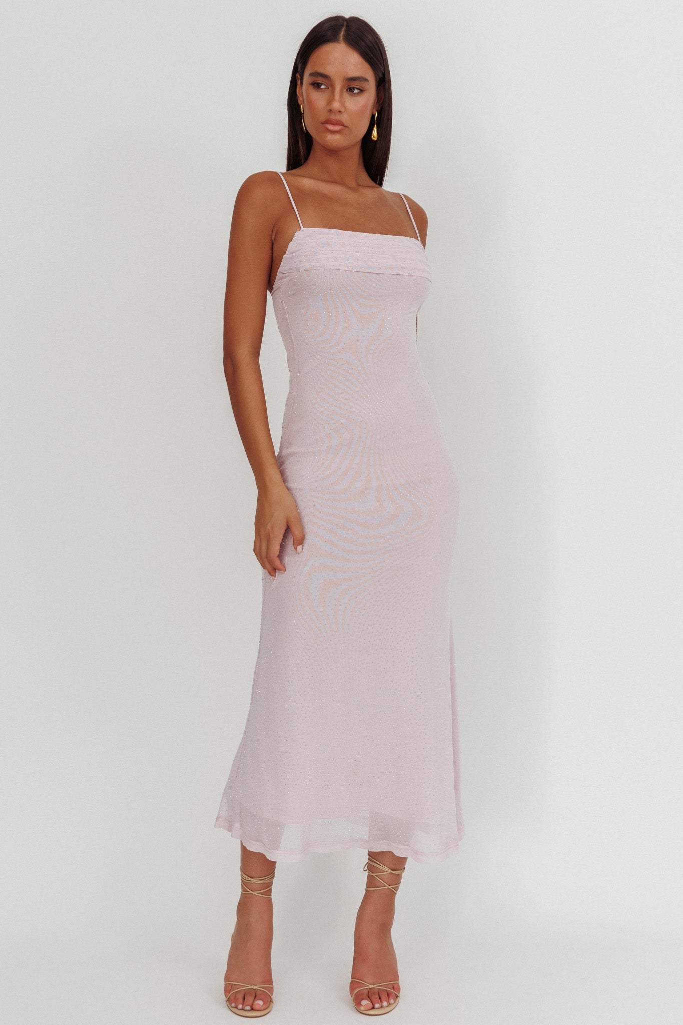 Abito lungo con sovrapposizione di strass Days Ahead Lilla