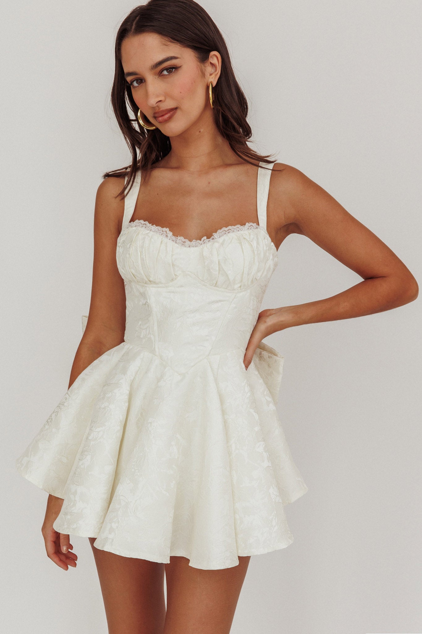 Salopette con fiocco in jacquard All To You bianca