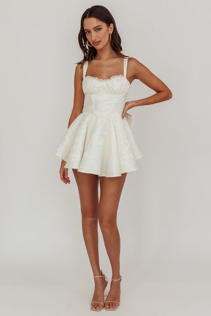Salopette con fiocco in jacquard All To You bianca