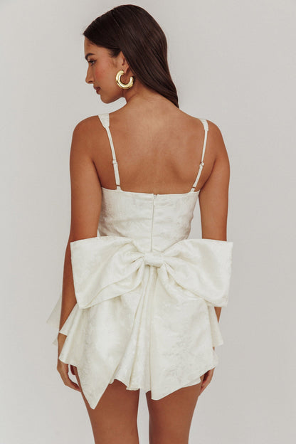 Salopette con fiocco in jacquard All To You bianca