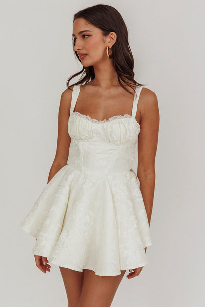 Salopette con fiocco in jacquard All To You bianca