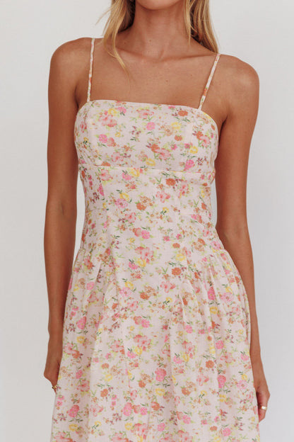 Abito lungo con scollo a basco e stampa floreale rosa Daisy Day