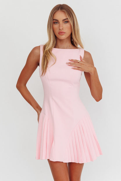 Mini abito rosa con pieghe a fisarmonica opulento