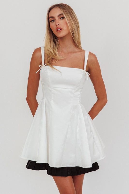 Night Rider Fit And Flare Mini Dress Bianco