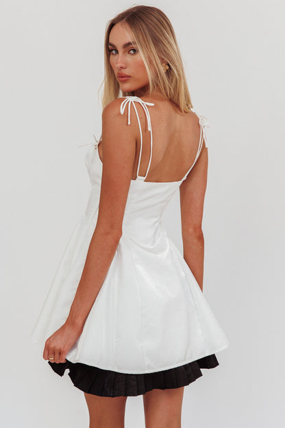Night Rider Fit And Flare Mini Dress Bianco
