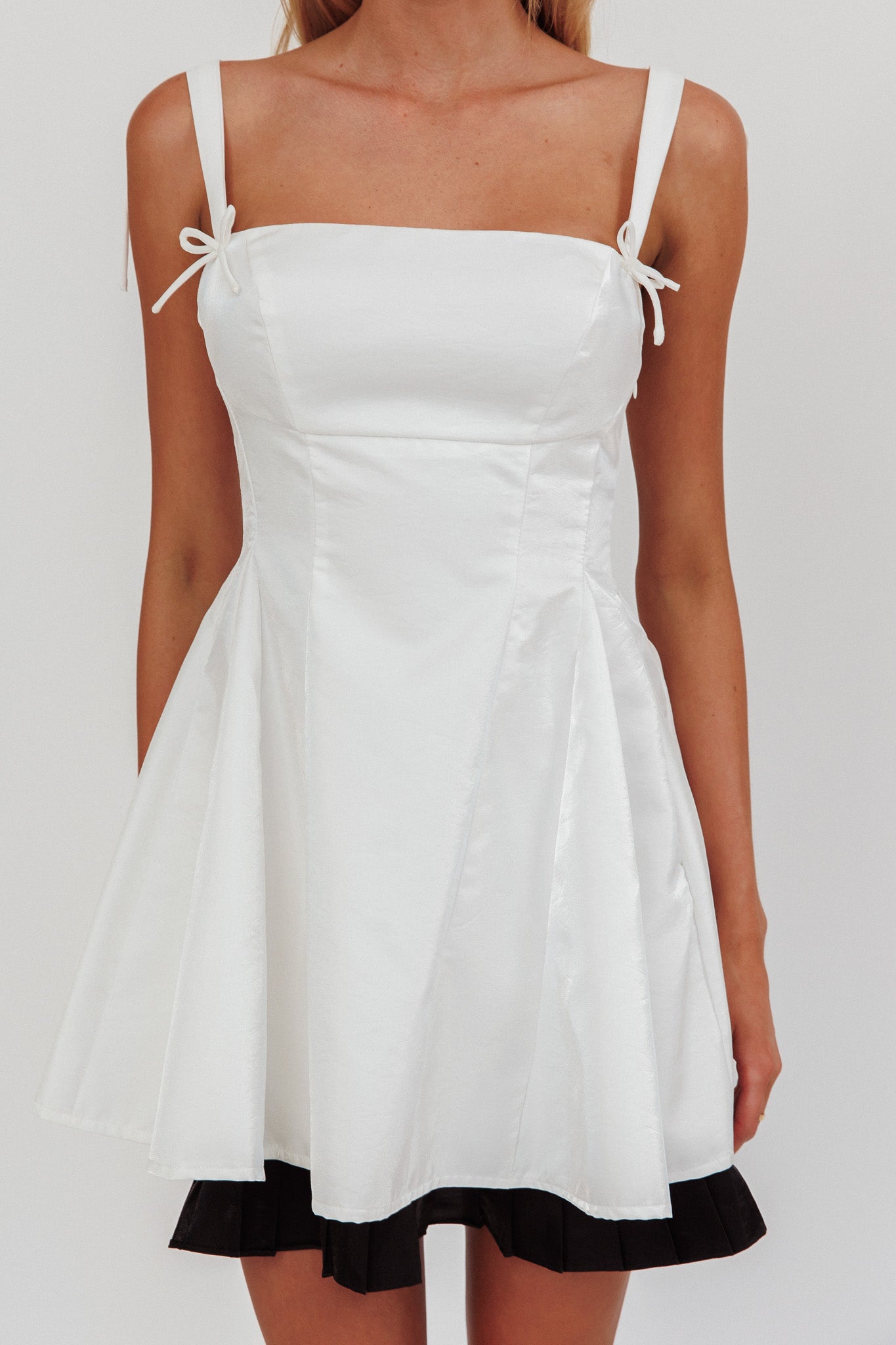 Night Rider Fit And Flare Mini Dress Bianco