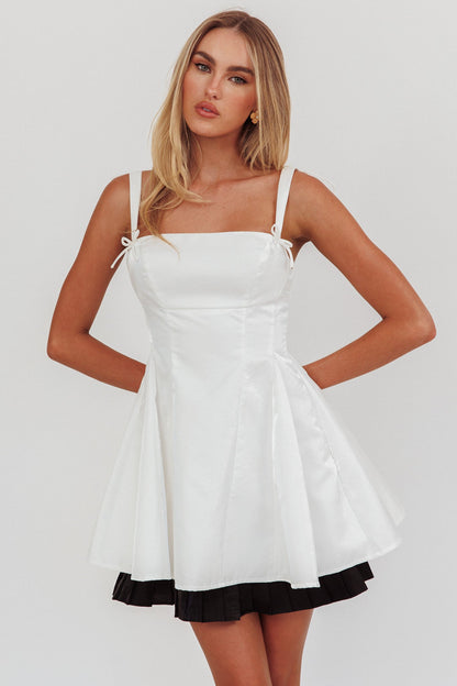 Night Rider Fit And Flare Mini Dress Bianco