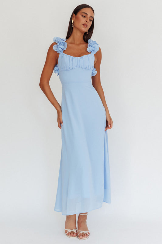 Eloquent Maxi Dress con lacci sul retro, blu