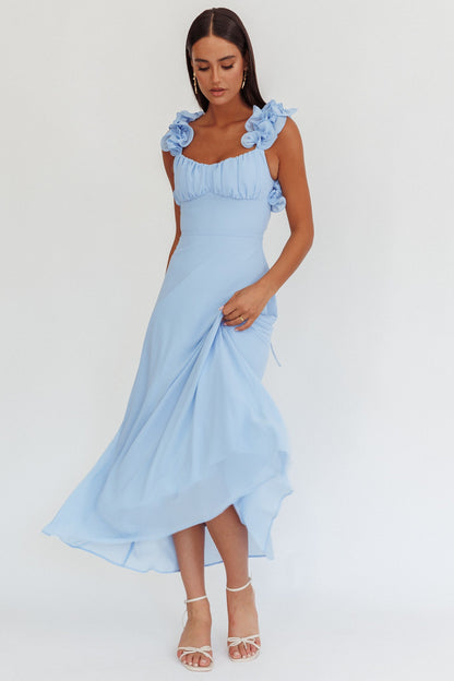 Eloquent Maxi Dress con lacci sul retro, blu