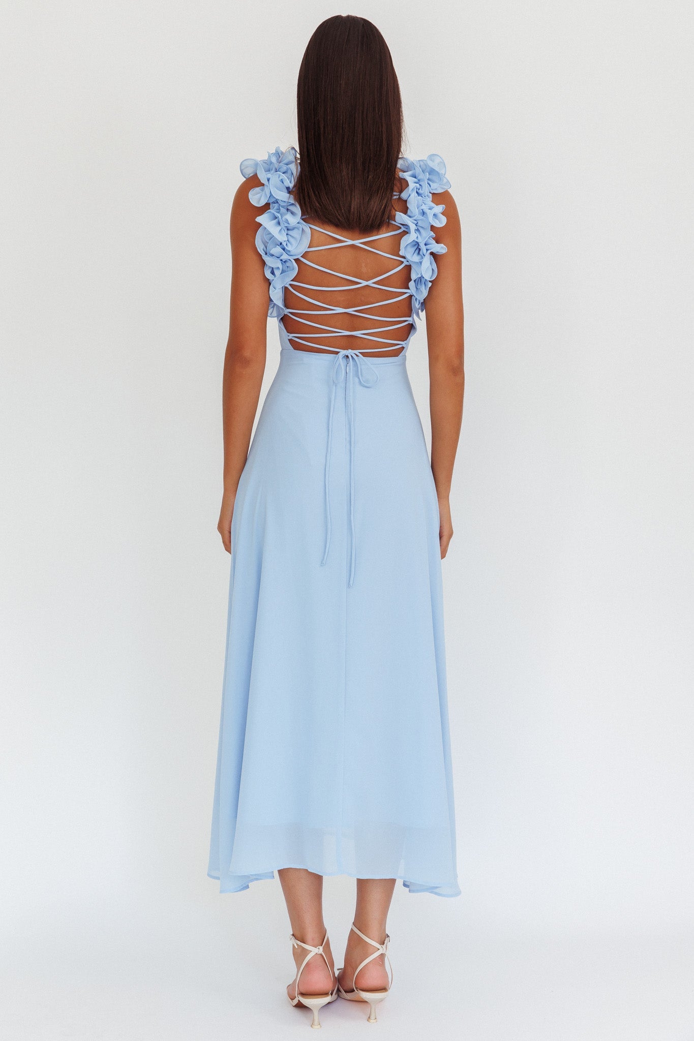 Eloquent Maxi Dress con lacci sul retro, blu
