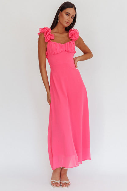 Abito lungo con lacci sulla schiena Eloquent rosa shocking