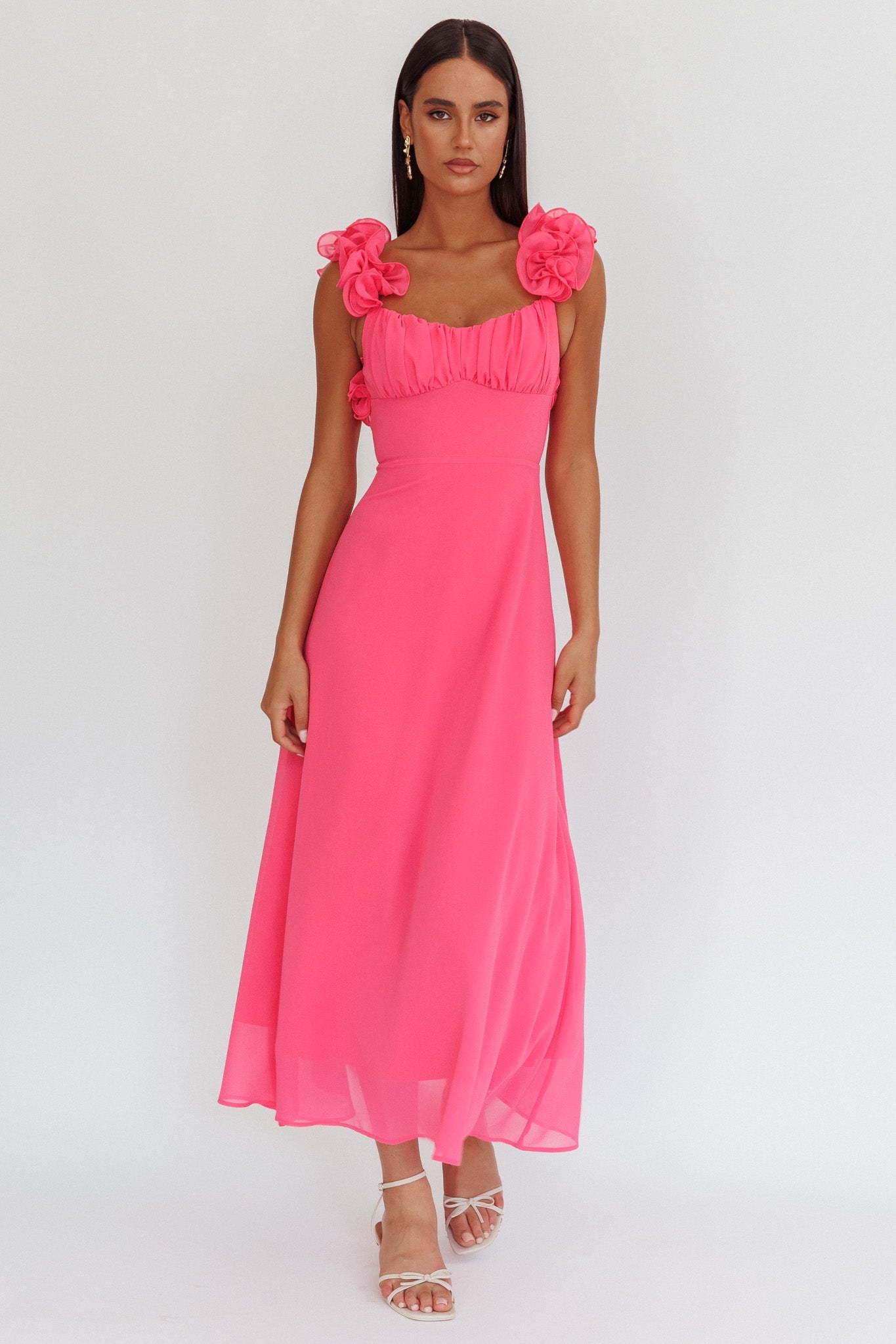 Abito lungo con lacci sulla schiena Eloquent rosa shocking