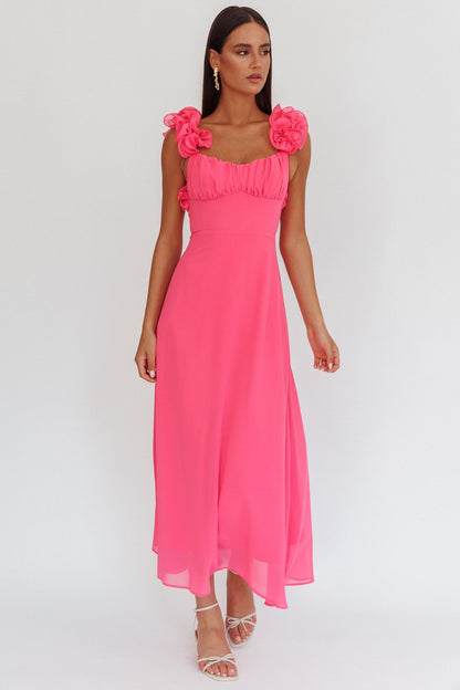 Abito lungo con lacci sulla schiena Eloquent rosa shocking