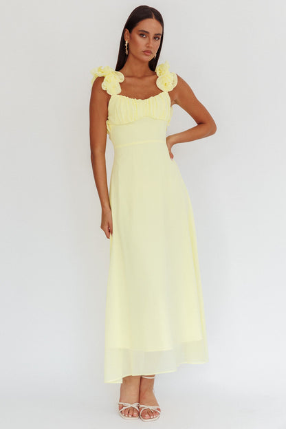 Eloquent Maxi Dress con lacci sulla schiena, giallo