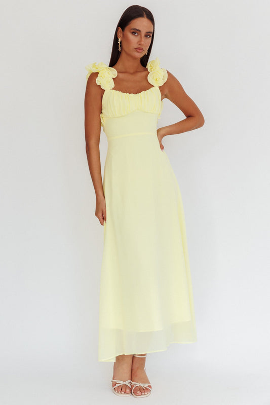 Eloquent Maxi Dress con lacci sulla schiena, giallo