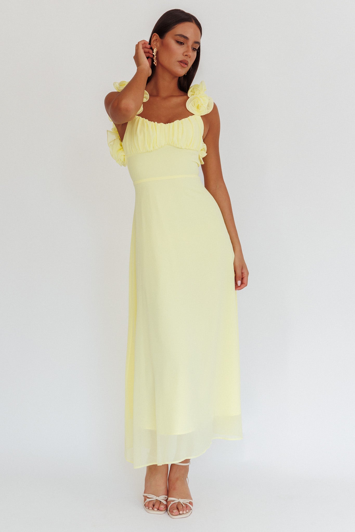 Eloquent Maxi Dress con lacci sulla schiena, giallo