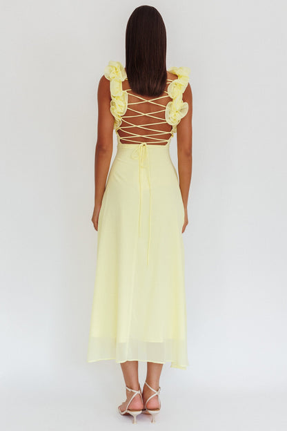 Eloquent Maxi Dress con lacci sulla schiena, giallo