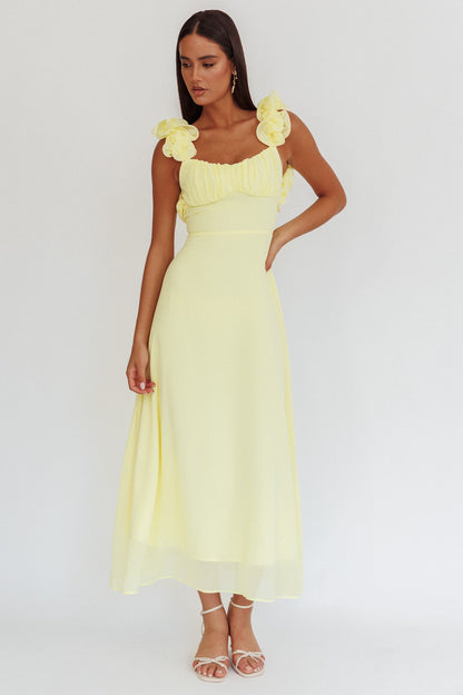 Eloquent Maxi Dress con lacci sulla schiena, giallo