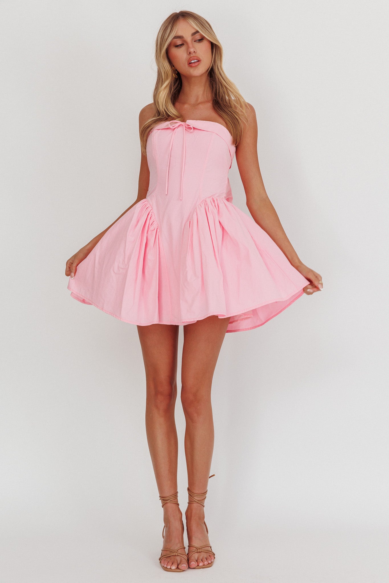 Mini abito rosa con fiocco sulla schiena per bambine Angel