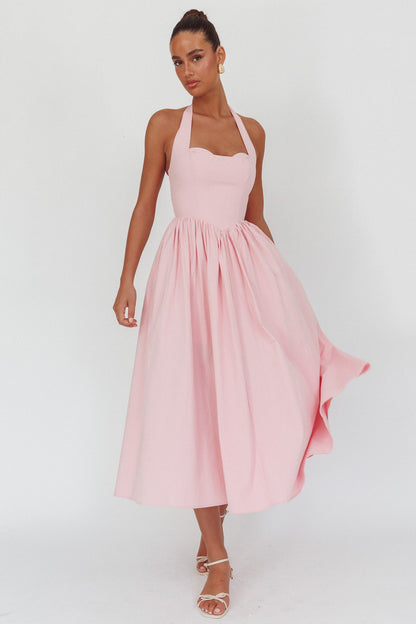 Ottieni la mia attenzione Abito lungo con scollo all'americana rosa