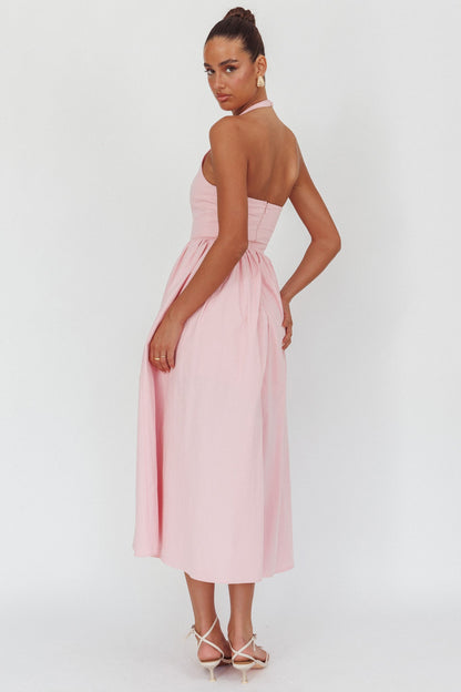 Ottieni la mia attenzione Abito lungo con scollo all'americana rosa