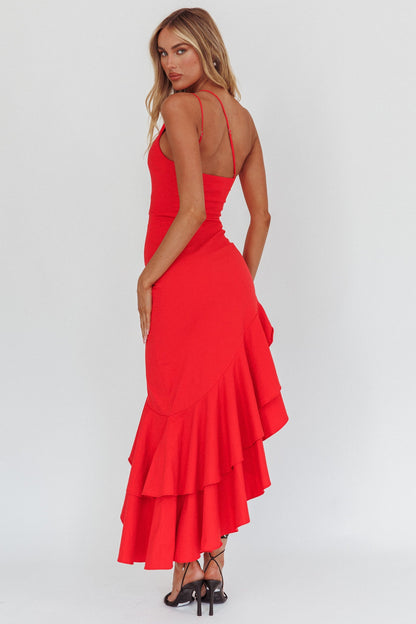 Abito monospalla con orlo asimmetrico Bold Love rosso