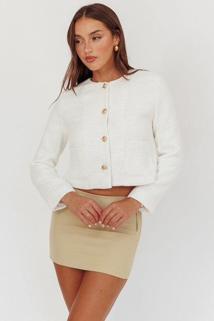 Giacca corta Beverly Hills in tweed bianco