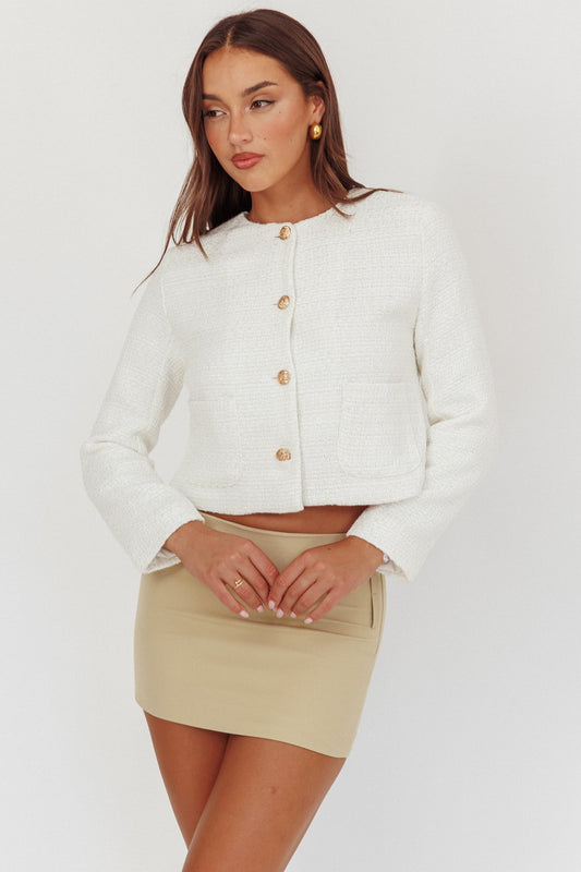 Giacca corta Beverly Hills in tweed bianco